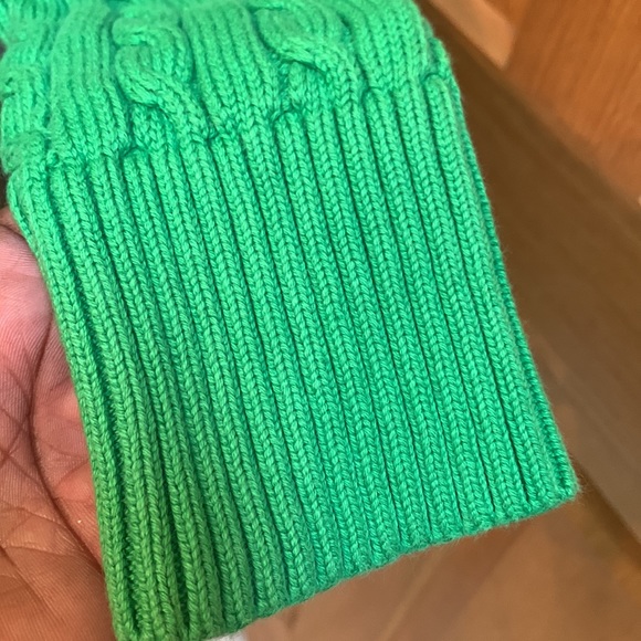 Ralph Lauren cable knit full zip lime green and navy blue sweater Medium - Picture 13 of 17